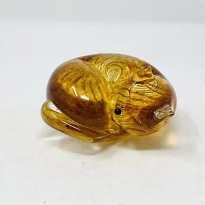 Vintage Lenox Rust Fox? Cat? Art Glass Figurine Paperweight With Tag On Bottom - Picture 1 of 8