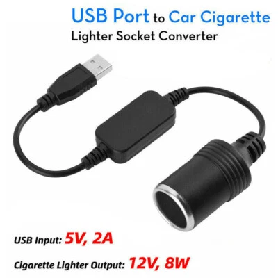 USB Konverter Stecker auf 12V Buchse Auto Zigarettenanzünder Adapter Kabel 5V 2A - Bild 1 von 4