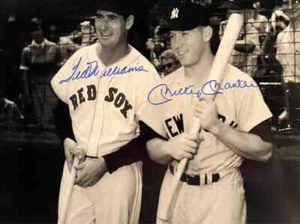 MICKEY MANTLE SIGNED PHOTO TED WILLIAMS AUTOGRAPH YANKEES MLB 8X10 REPRINT - Picture 1 of 3
