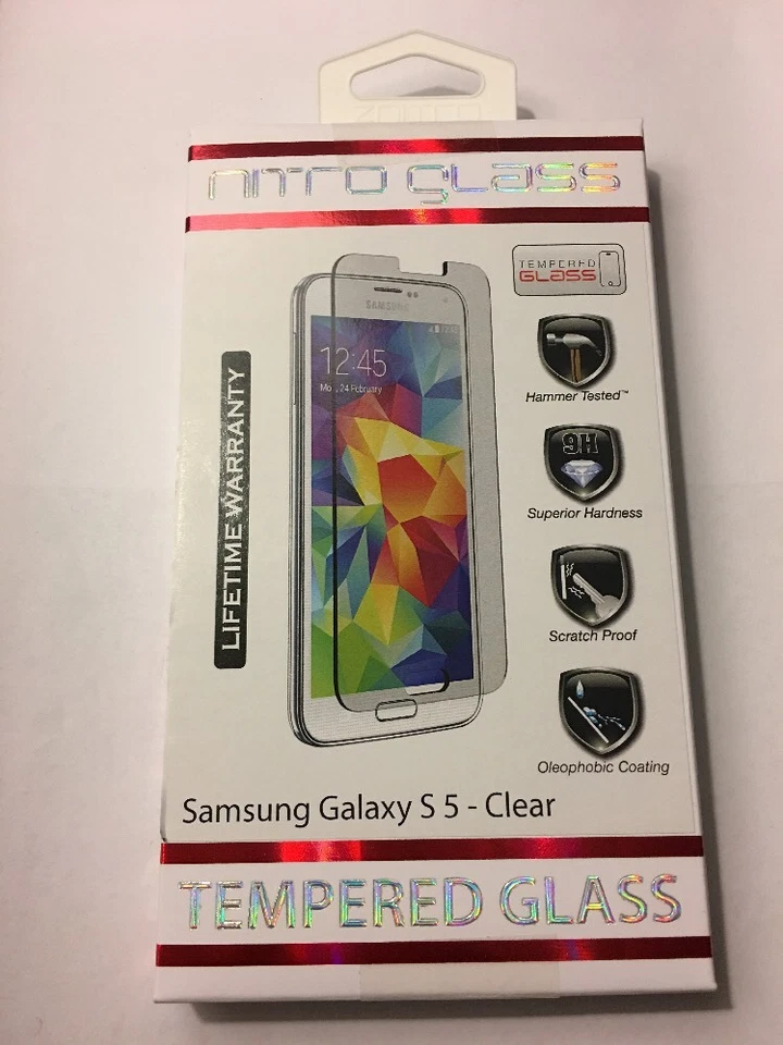 Nitro Tempered Glass Screen Protector For Samsung Galaxy S5, Brand:ZNITRO, CLEAR - Image 1 of 1