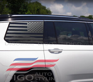 Fits 2021-2022 Jeep Grand Cherokee L Rear Window American Flag Decal Sticker