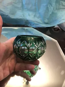 Nachtmann Bleikristall Emerald Green Cut to Clear Crystal Votive Or Bohemian? - Picture 1 of 8