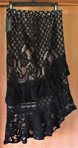 ANTHROPOLOGIE NWT BLACK LACE SKIRT WITH NUDE UNDERSKIRT - Picture 1 of 5