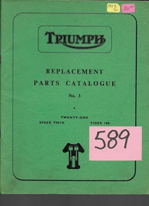Triumph 1959/60 Twenty One , Speed Twin , Tirger 100 Parts Catalogue #3 #589 - Picture 1 of 1