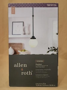Allen + Roth Webner Pendant Oil Rubbed Bronze White Glass Shade - Picture 1 of 2