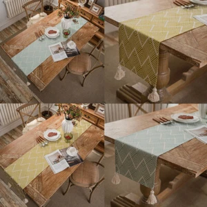 Vintage Tassel Table Runner Placemat Dining Room Kitchen Party Table Cloth Cover - Picture 1 of 30