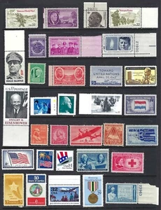 Topical Collection of 32 US War Heros/Memorials on MINT US Stamps. NICE! - Picture 1 of 1