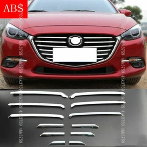 For Mazda 3 Axela 2017-2018 ABS Chrome Front Grilles Grill Cover Trim Strip Set - Picture 1 of 3