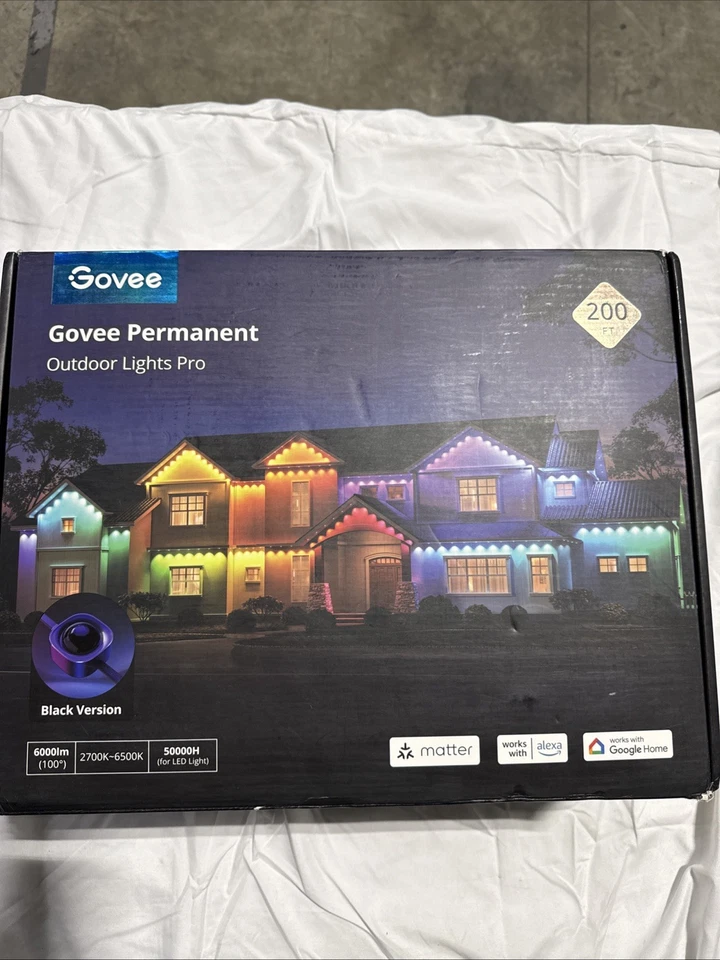 Govee Luces Permanentes Exterior Pro, 200 Pies - RGWWIC Luces LED Versión Negra Nuevas Foto 1 de 4