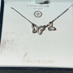 LUMINEUX - Sterling Silber Schmetterling Halskette Danity - Silberkette mit 2 Anhängern - Bild 1 von 3