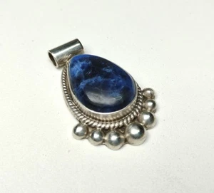 Sterling Silber Träne Anhänger mit Sodalith Cabochon 1,75" Mexiko 925 Fehler - Bild 1 von 6