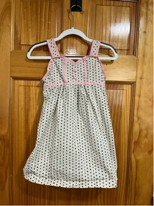 Hanna Andersson Light Oat Smooth Sailing Polka Dot Cotton Sundress Size 100 - Picture 1 of 4