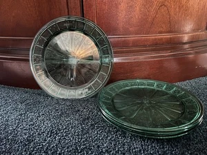 Rare Teal Ultramarine Doric & Pansy Large 9" Plates Depression Glass - Set Of 4 - Picture 1 of 3