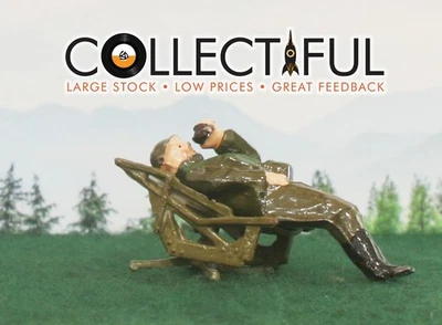 BRITAINS - VINTAGE LEAD FIGURE - SOLDIER IN SPOTTING CHAIR - ANTI AIRCRAFT🔥1953 - image 1 of 2