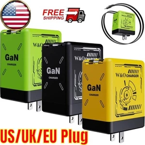 W&O 2 in 1 Gan Charger(Type C/L),120w Compatible Fast,Retractable Wall,UKUS PLUG - Photo 1 sur 14