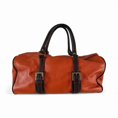 Bolso de Mano Adrienne Vittadini Naranja y Marrón Cuero Guijarro 15 X 7 Pulgadas Foto 1 de 4