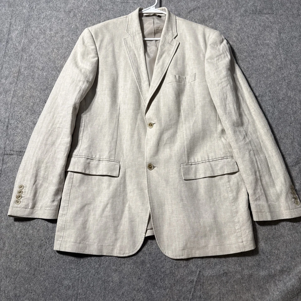 Perry Ellis Sport Coat Blazer Men's Size XL Beige Linen Blend Jacket 2 Button - Image 1 of 4
