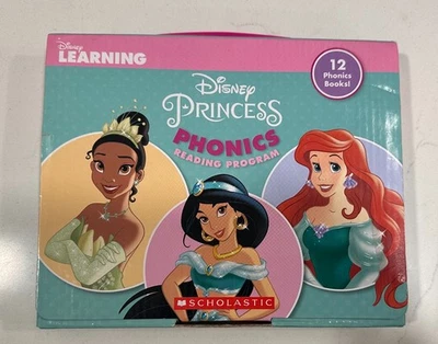 DISNEY PRINCESS PHONICS READING PROGRAM BOX SET OF 12 BOOKS LEARNING SCHOLASTIC - Image 1 of 3