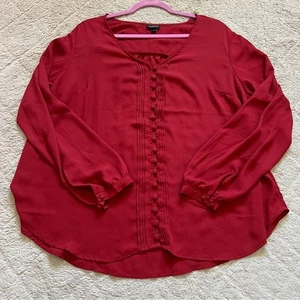 Torrid Georgette Pintuck Button Front Long Sleeve Blouse Women’s Size 0 - Picture 1 of 7