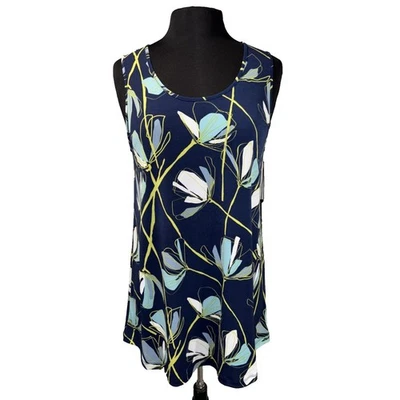 NEW Liv by Habitat Clothes Long Tank Top Women's Size Small Navy Floral Stretch - Image 1 of 4