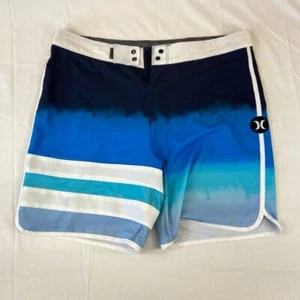Mens 33 Hurley Swim Trunks No Lining Phantom Blue Black Gradient No Drawstring - Picture 1 of 5