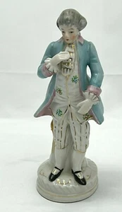 Estatuilla de caballero victoriano grande de porcelana de Japón ocupado de colección chaqueta azul - Imagen 1 de 11