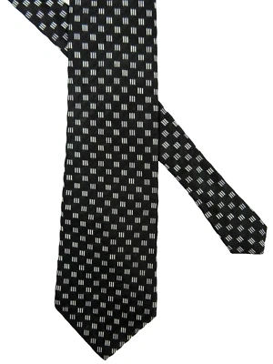 Jones New York 领带编织全丝绸银条黑色美国 58L x 4W — 第 1/4 张图片