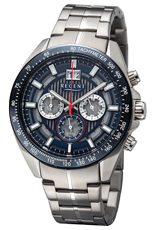 REGENT Orologio Da Uomo Cronografo Acciaio/Nero Chrono 11150795 - Immagine 1 di 2