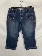 Vintage American Eagle Women's Size 12 Blue Mid-Rise Capri Denim Jeans