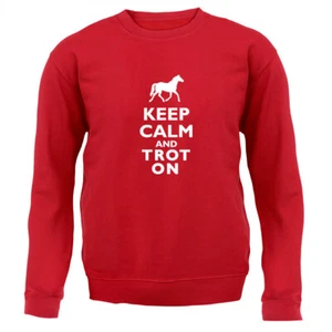 Keep Calm And Trot On - Kids Hoodie / Sweater - Horse Horses Racing Riding Ride - Picture 1 of 20