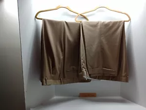 Zanella Platinum Bennett Pleat Cuffed Dress Pants Wool Beige Italy Size 46 X 26 - Picture 1 of 10