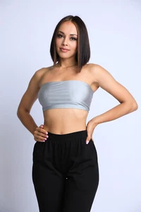 Women's Casual Sleeveless Off The Shoulder Tube Top Bandeau Nylon Spandex Comfy - Picture 1 of 48