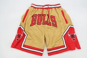 Rare Chicago Bulls Just Don Shorts 1997 1998 Made in USA NBA Red Gold Men Medium - Picture 1 of 11