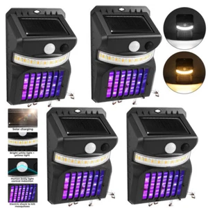 LED Solar Power Mosquito killer Wall Sensor Light Outdoor UV Bug Fly Kill Lamp - Picture 1 of 41