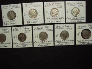1930-P Buffalo Nickel, VERY FINE Condition, FULL 4-Digit Date & 3/4 HORN