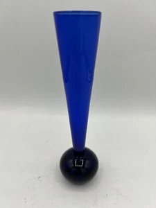 Vintage Cobalt Blue 7.5” Glass Bud Vase - Picture 1 of 4