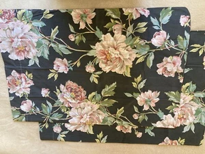 Pair Lady Pepperell Dark Gray Floral Peony Pillowcase No Iron Percale Standard - Picture 1 of 9