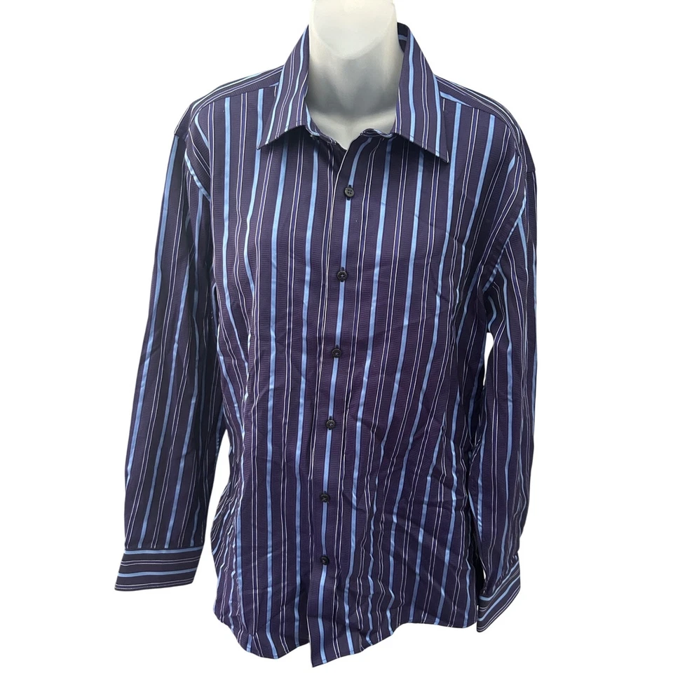 Zagiri Mens Dress Shirt Striped Long Sleeve Button Up Casual Party Size L - Image 1 of 4