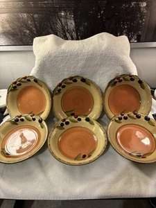 6 Clay Art StoneLife Oliva Italiana Hand Painted Salad Bowl 9" Embossed Olives - Picture 1 of 19