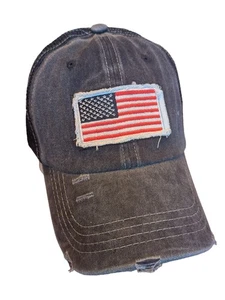 American Flag Baseball Cap - custom - hand stitched Embroidered Patch - Picture 1 of 3