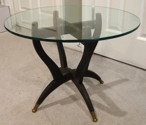 Bandeja Mesa Pata Araña Moderna Mediados de Siglo De Colección Base Plegable Puntas de Latón Sin Tapa - Imagen 1 de 8