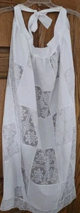 Vintage Half Apron Lace Squares Tie Back Bow White Hostess Retro Women - Picture 1 of 5
