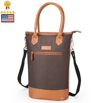 Wine Carrier Bag Insulated 2 Bottle Cooler Protection Carrying Tote Travel FREE - Image 1 of 4