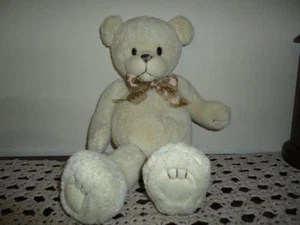 First & Main Bear MURDOCH 15 inch Rubber Snout Cream Coloured Chiffon Ribbon - Picture 1 of 5