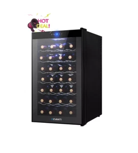 Brand New Devanti Wine Fridge Cooler Cellar Chiller Home 28 Bottles Black - Picture 1 of 7
