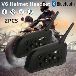 2x 1200m Interphone Bluetooth Casque Moto Interphone Casque pour 6 Cavaliers V6 - Photo 1 sur 12