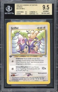 2001 Pokemon DEUTSCH 1. Edition Neo Genesis Griffel-Aipom 26/111 BGS 9.5 GEM - Bild 1 von 2