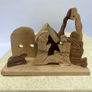 Bethlehem Olivenholz handgeschnitzt Krippe Set 3,75"X3"X1,5" Jesuskind Weihnachten - Bild 1 von 8