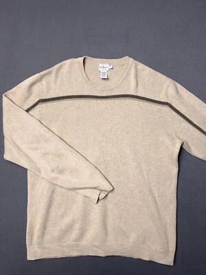 Suéter Calvin Klein Jeans Talla Lg Beige Rayas Negro Bandolera Pullover Crew Foto 1 de 4