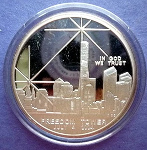 2004 NORTHERN MARIANA ISL - $1 DOLLAR - WORLD TRADE CENTER - SILVER 100 MIL CLAD - Picture 1 of 9